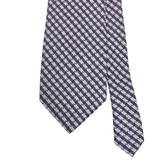 Tom Ford Mens Tie Lilac Purple Checkered Striped Silk Linen 3 7/8" (W) x 60" (L) - Picture 2 of 7